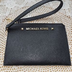 Michael Kors Black Wristlet with Gold Accents